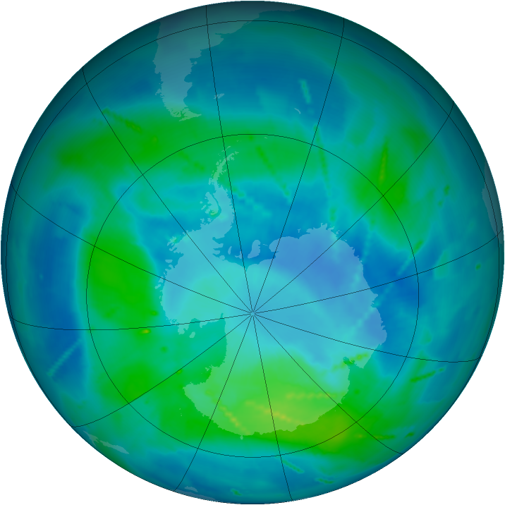 Antarctic ozone map for 07 March 2011